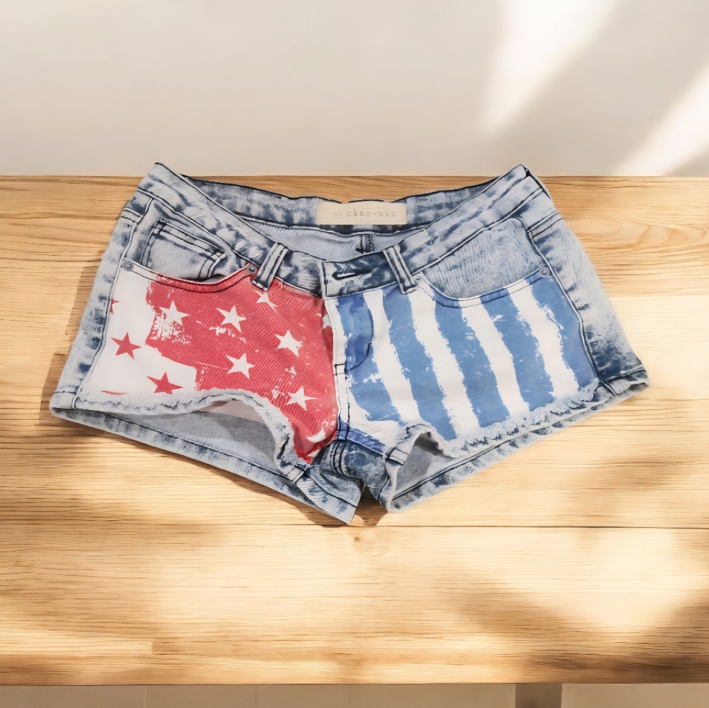 The Classic Red and Blue Star-Stripe Jean Shorts